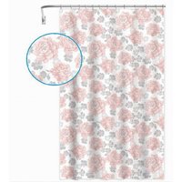 Trade Shop Traesio - Trade Shop - duschvorhang badewanne 12 haken blumendruck rosa grau 180X200CM 87575 - von TRADE SHOP TRAESIO