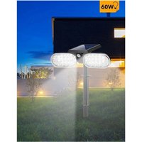 Trade Shop Traesio - Trade Shop - wiederaufladbarer doppel-led-strahler mit solarpanel-steckdose YH0518-PIR - von TRADE SHOP TRAESIO