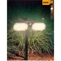 Trade Shop Traesio - Trade Shop - wiederaufladbarer doppel-led-strahler mit solarpanel-steckdose YH0518-PIR - von TRADE SHOP TRAESIO