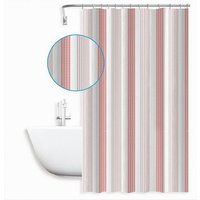 Trade Shop Traesio - Trade Shop - wasserdichter anti-schimmel duschvorhang rosa streifen 180X200 cm mit badezimmerringen 59813 - von TRADE SHOP TRAESIO