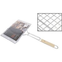 Trade Shop Traesio - Trade Shop - doppelgriff-grill aus holz für gebratenen fisch 34,5 x 22 cm - von TRADE SHOP TRAESIO