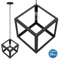 Trade Shop Traesio - Trade Shop - hängeleuchte würfel 28CM modernes design lampenschirm metall schwarz - von TRADE SHOP TRAESIO