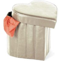 Trade Shop - pouf aufbewahrungsbox puff fussstütze herzförmig in öko-lederfarbe - Beige von TRADE SHOP TRAESIO