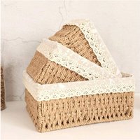 Trade Shop Traesio - Trade Shop - 3-teiliges Set mit Organizer-Objekthalter, geflochtenem Korb mit Stofffutter, 79158 - von TRADE SHOP TRAESIO