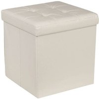 Trade Shop Traesio - Trade Shop - pouf ecopelle cubo pieghevole 35X35X35 cm eibge 4 puntitrapunt - von TRADE SHOP TRAESIO