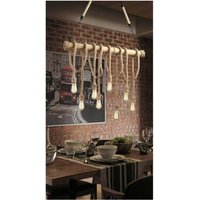 Trade Shop Traesio - Trade Shop - portalampada E27 lampada soffitto retro legno corda B23-8 - von TRADE SHOP TRAESIO