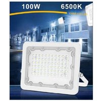 Trade Shop Traesio - Trade Shop - LED-Strahler 100W Ultra Slim Weiß Outdoor IP65 Kaltes natürliches warmes Licht FS100W-B - von TRADE SHOP TRAESIO