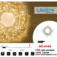 Trade Shop Traesio - Trade Shop - lichterkette 100 led glühwürmchen warmes licht transparentes kabel IP44 XC-4142 - von TRADE SHOP TRAESIO