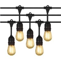Trade Shop Traesio - Trade Shop - outdoor lichterkette IP44 cascade lampenfassung 10XE27 11MT st-ap - Schwarz von TRADE SHOP TRAESIO