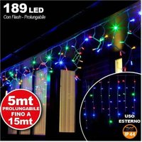 Trade Shop Traesio - Trade Shop - Mehrfarbiger beleuchteter Wasserfallvorhang, 510 x 90 cm, ausziehbar bis 15 m, 189 LEDs - von TRADE SHOP TRAESIO