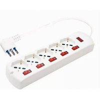 Trade Shop Traesio - Trade Shop - multisocket 5 universal schuko steckdosen + 5 schalter stecker 10A kabel 1.5M 80705 - von TRADE SHOP TRAESIO