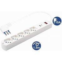 Trade Shop Traesio - Trade Shop - mehrfachsteckdose 7 in 1 usb a + c + 5 steckdosen für bipasso / schuko / eu 1,5MT kabel 80082 - von TRADE SHOP TRAESIO