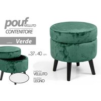 Trade Shop - pouf container fusshocker pouff samt holz grün 40X37CM 801709 - von TRADE SHOP TRAESIO