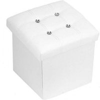 Trade Shop Traesio - Trade Shop - pouff puff pouf gepolsterter aufbewahrungsbehälter sitzend weiss 79434 30X30X30CM - von TRADE SHOP TRAESIO