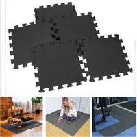 Trade Shop Traesio - Trade Shop - Puzzle Teppich Fitness Gym Matte Mehrzweck eva Schaum 10 Stück 30x30cm Schwarz - von TRADE SHOP TRAESIO