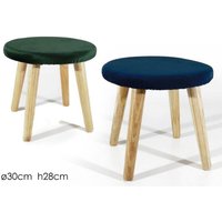 Trade Shop - runder grüner hocker mit abnehmbarem bezug bequemer sitz holzstruktur 30XH28 - von TRADE SHOP TRAESIO