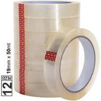 Trade Shop Traesio - Trade Shop - set 12 stück transparente klebebandrolle 19 mm x 50 mt für silent office - von TRADE SHOP TRAESIO