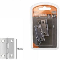 Trade Shop Traesio - Trade Shop - set mit 2 scharniern für möbeltüren, schränke, türen, 45 mm, silberne schrauben 69032 - Trade Shop Traesio - Trade Shop - set mit 2 scharniern für möbeltüren, schränke, türen, 45 mm, silberne schrauben 69032 - von TRADE SHOP TRAESIO