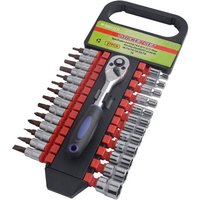 Trade Shop Traesio - Trade Shop - Satz mit 27 Torx-Steckschlüsseln, 1/4-Zoll-Anschluss + umschaltbarer Ratschenschlüssel - Trade Shop Traesio - Trade Shop - Satz mit 27 Torx-Steckschlüsseln, 1/4-Zoll-Anschluss + umschaltbarer Ratschenschlüssel - von TRADE SHOP TRAESIO