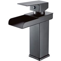 Trade Shop Traesio - Trade Shop - Schwarzer Wasserfall-Waschtischmischer, niedriger Auslauf, Einhebelmischer, 87398 - von TRADE SHOP TRAESIO