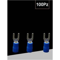 Trade Shop - set 100 stück crimpgabelzangen für kabel 4 bis 6 MM² isoliert M4 SV5.5-4 - Blau von TRADE SHOP TRAESIO