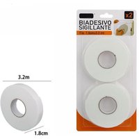 Trade Shop Traesio - Trade Shop - set 2 stück rolle weisses doppelseitiges dichtungsband 1,8 cm x 3,2 mt sigilla 69829 - von TRADE SHOP TRAESIO
