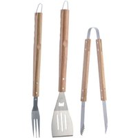 Trade Shop Traesio - Trade Shop - 3-teiliges Grillbesteck-Set aus Stahl und Holz, Zubehör, Grillbesteck - von TRADE SHOP TRAESIO
