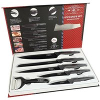 Trade Shop Traesio - Trade Shop - set mit 5 küchenmesser aus stahl mit kohlenstoffeffekt und kartoffelschäler - Trade Shop Traesio - Trade Shop - set mit 5 küchenmesser aus stahl mit kohlenstoffeffekt und kartoffelschäler - von TRADE SHOP TRAESIO
