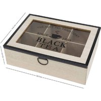 Trade Shop - Teebehälter aus Holz mit Notiztafel, 6 Fächer, Vitrine, 219601 - von TRADE SHOP TRAESIO