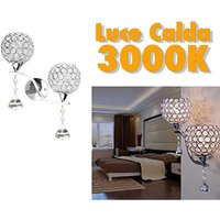Trade Shop Traesio - Trade Shop - Wandleuchte Doppellampe Runde Kristalle led Licht Warm 3000 Kronleuchter - von TRADE SHOP TRAESIO