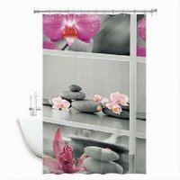 Trade Shop Traesio - Trade Shop - wasserdichter anti-schimmel duschvorhang 180X180CM mit ringen badezimmer blumen steine 59532 - von TRADE SHOP TRAESIO