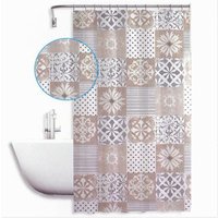 Trade Shop Traesio - Trade Shop - wasserdichter anti-schimmel-duschvorhang 180X180CM badezimmerringe maioliche beige 59529 - von TRADE SHOP TRAESIO