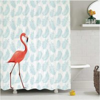 Trade Shop Traesio - Trade Shop - bagno 180 x 180 cm 12 ganci bastone asta fenicottero - von TRADE SHOP TRAESIO