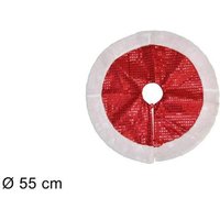 Trade Shop Traesio - Trade Shop - weihnachtsrock unterlegdecke 55CM rot gepunktet mit weissem fell - von TRADE SHOP TRAESIO