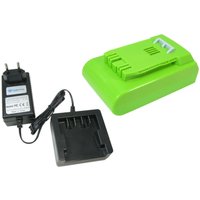 Trade-shop - 2in1 Set: Li-Ion Akku 24V 2000mAh + Ladegerät kompatibel mit Greenworks Rasentrimmer Heckenschere Kettensäge Hochentaster Laubgebläse von TRADE-SHOP