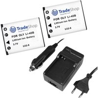 Trade-shop - 3in1 Set: 2x Akku + Ladegerät für Traveler D016-05-8023, Olympus Li-40 Li-42 Li-40B Li-42B, Casio NP-80 NP-82 NP-82DBA, Rollei DS-5370 von TRADE-SHOP
