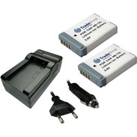 Trade-shop - 3in1 Set: 2x Akku 1250mAh + led Ladegerät inkl. Kfz-Ladekabel kompatibel mit Canon PowerShot SX620 SX720 SX730 SX740 von TRADE-SHOP