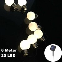 Solar Lichterkette 20 led / 6 Meter Glühbirnen Matt Deko Warm-Weiß Solarbetrieben für Party Deko Schmuck Girlande Dekoration Garten Balkon von TRADE-SHOP