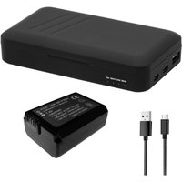 Trade-shop - 2in1 Set: Akku 1300mAh + Dual-Ladegerät usb-c usb-a Powerbank für Sony Cyber-shot DSC-RX10 Mark ii iii iv, DSC-RX10M2 (RX10 ii) Kamera von TRADE-SHOP