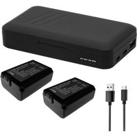 3in1 Set: 2x Akku 1,3Ah + Dual-Ladegerät usb-c usb-a Powerbank für Sony Smartshot ILCE-QX1, Cybershot DSC-RX10M3, Alpha SLT-A35B SLT-A55VB 3in1 Set: 2x Akku 1,3Ah + Dual-Ladegerät usb-c usb-a Powerbank für Sony Smartshot ILCE-QX1, Cybershot DSC-RX10M3, Alpha SLT-A35B SLT-A55VB von TRADE-SHOP