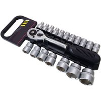 Trade Shop - 1/2" Umschalt-Ratschenschlüsselsatz, 19-teilig, mit Sechskant-Steckschlüsseln - von TRADE SHOP