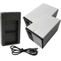 Trade-shop - 3in1 Set: 2x Akku (15000mAh) + Doppel Dual Ladegerät inkl. Micro-USB-Kabel kompatibel mit Arlo Netgear Überwachungskamera von TRADE-SHOP