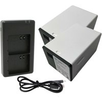 Trade-shop - 3in1 Set: 2x Kamera-Akku (15000mAh) + usb Dual Ladestation für 2 Akkus kompatibel mit Arlo FB1001, VMA5400, VMA5410, VMA5410-10000S, von TRADE-SHOP