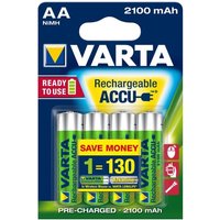 Trade-shop - 4x 2100mAh aa Akkus Varta Aufladbare Batterien Mignon Akku Ni-MH für Solarleuchten, Lichterkette, Taschenlampe / vorgeladen, geringe von TRADE-SHOP