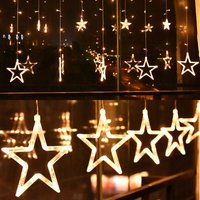 Trade-shop - led Sternenvorhang Lichterkette Weihnachtsbeleuchtung große Sterne kleine Sterne, zusätzliche led Dekoration Fenster 8 von TRADE-SHOP