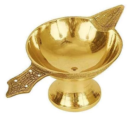 TRAFAART 1 Pc Aarti Diya Mit Dochte Aus Baumwolle Handgefertigt Indisch Diwali Messing Puja Öl Lampe Für Heim Décor Pooja Items von TRAFAART