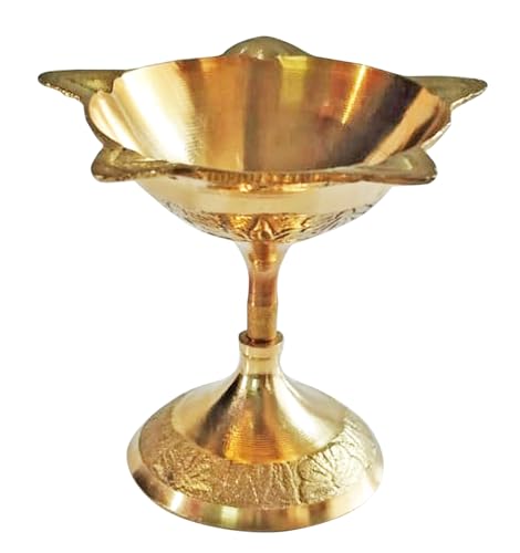 TRAFAART 1 Pc Messing Chirag Diya Mit Dochte Aus Baumwolle Indisch Öl Lampe Diwali Pooja Zubehör Deep Deepak Heim Décor von TRAFAART