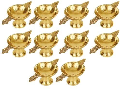 TRAFAART Diwali Diya Mit Dochte Aus Baumwolle Für Puja Items Traditionell Messing Öl Lampes Indisch Zurückgeben Geschenke Setzen Von 10 Pcs von TRAFAART