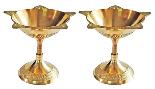 TRAFAART Handgefertigt Diya Setzen Von 2 Pcs Mit Dochte Aus Baumwolle Traditionell Öl Lampe Puja Aarti Chirag Diya Diwali Geschenk von TRAFAART