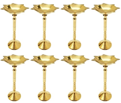 TRAFAART Kerala Samai Diya Setzen Von 8 Pcs Mit Dochte Aus Baumwolle Panchmahal Deepak Diwali Dia Kuthu Vilakku Für Pooja Messing Öl Lampes von TRAFAART